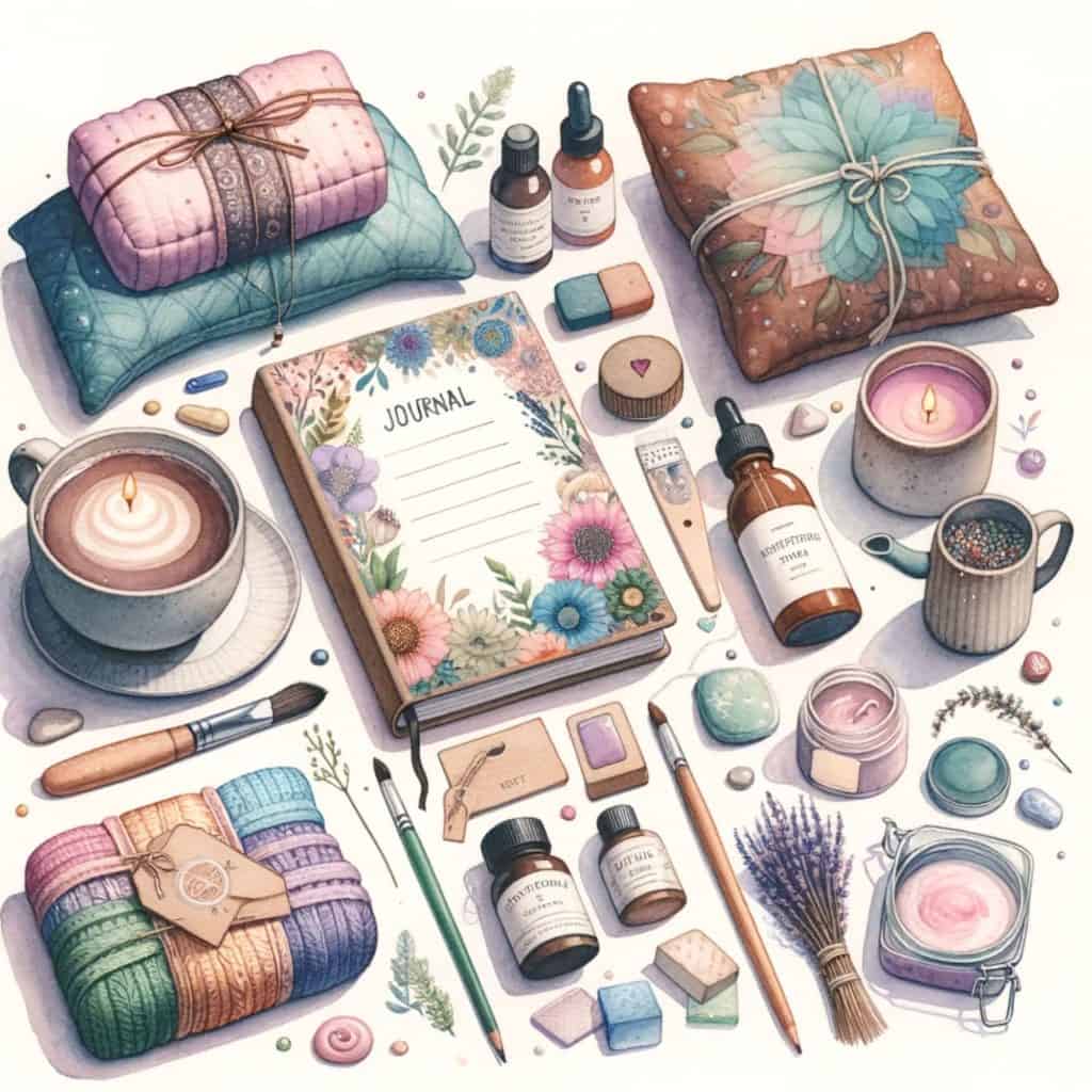 An image of self care items laid out