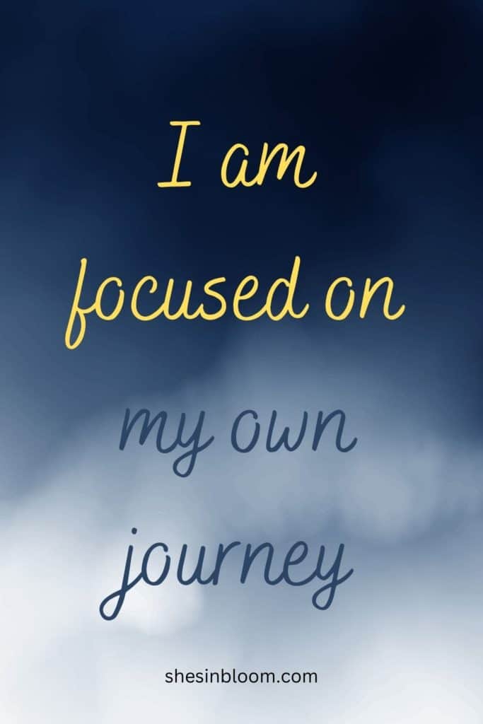 pin image reads: I am focused on my own journey