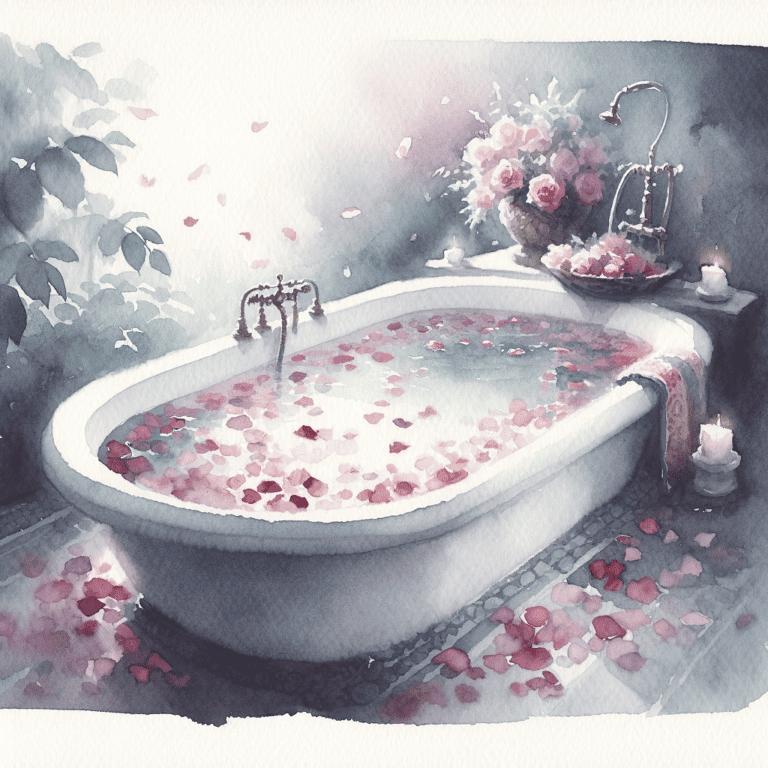 Cover image for simple joys in life - a rose petal filled bathtub