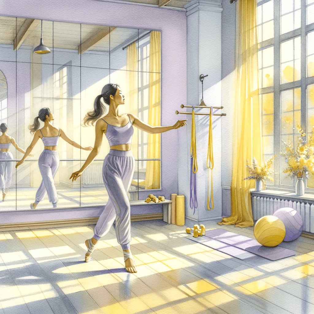 A woman being physically active, practicing dance