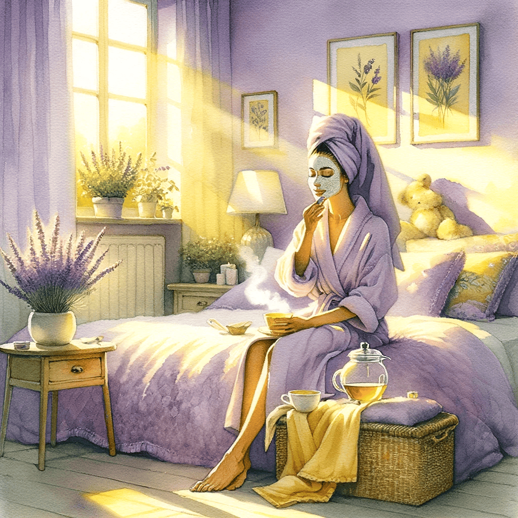 A woman practicing self care