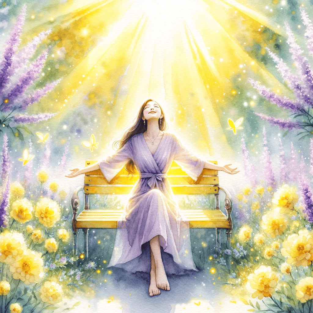 A woman surrounded by light