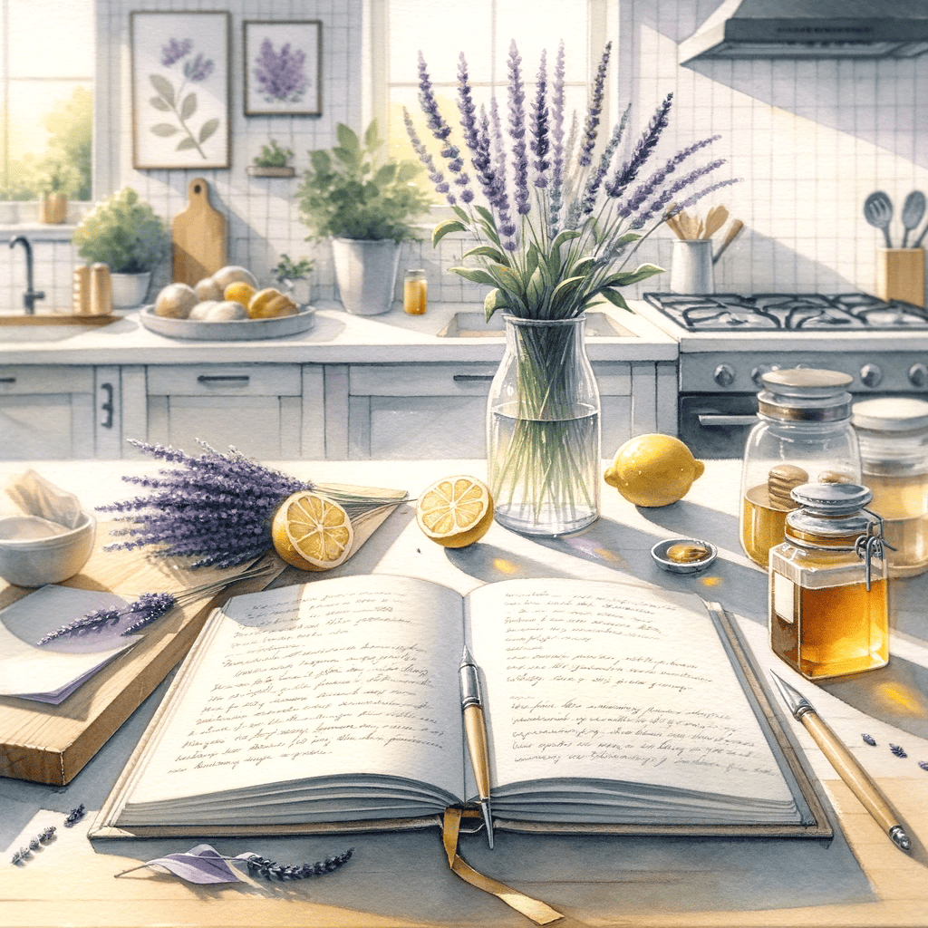 open journal on kitchen counter